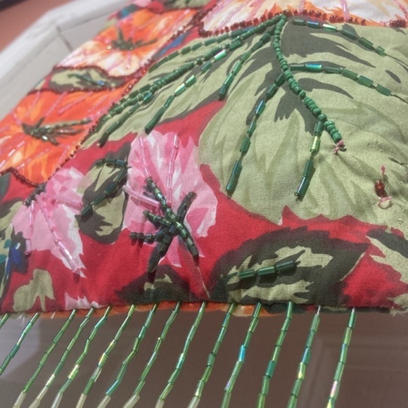 Colorful flower printed purse with gorgeous hand beading and sequins detailing - Picture 10 of 17